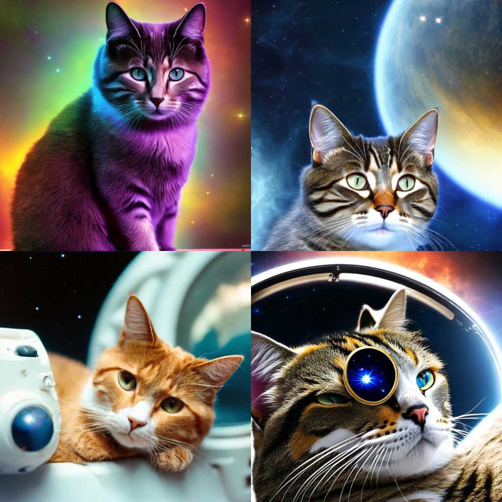 Deep Dream Generator with the prompt a cat in space